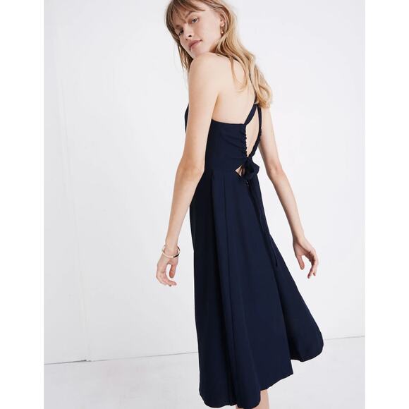 Madewell Navy Cross-Back Midi Dress size 4 - Picture 3 of 9